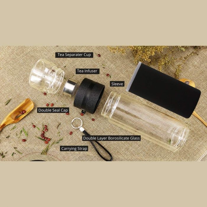 NUFuse - Tea Infuser Bottle: Anti Scalding, Double Layer Glass With Cup - Image 3